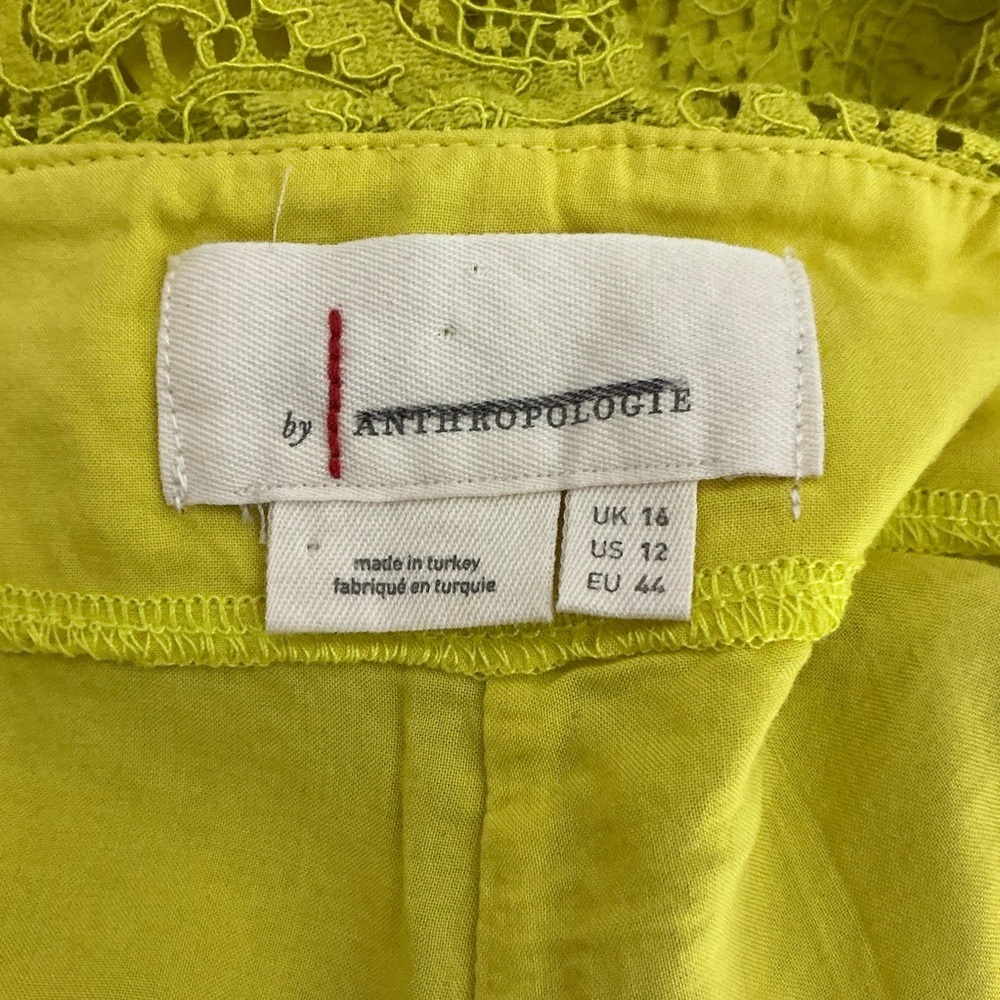 By Anthropologie Flared Lace Pants Yellow Bell Bottom Size 12 - Picture 7 of 8